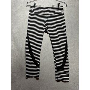 Calvin Klein Women's Small Performance Capri Leggings Black White Stripe